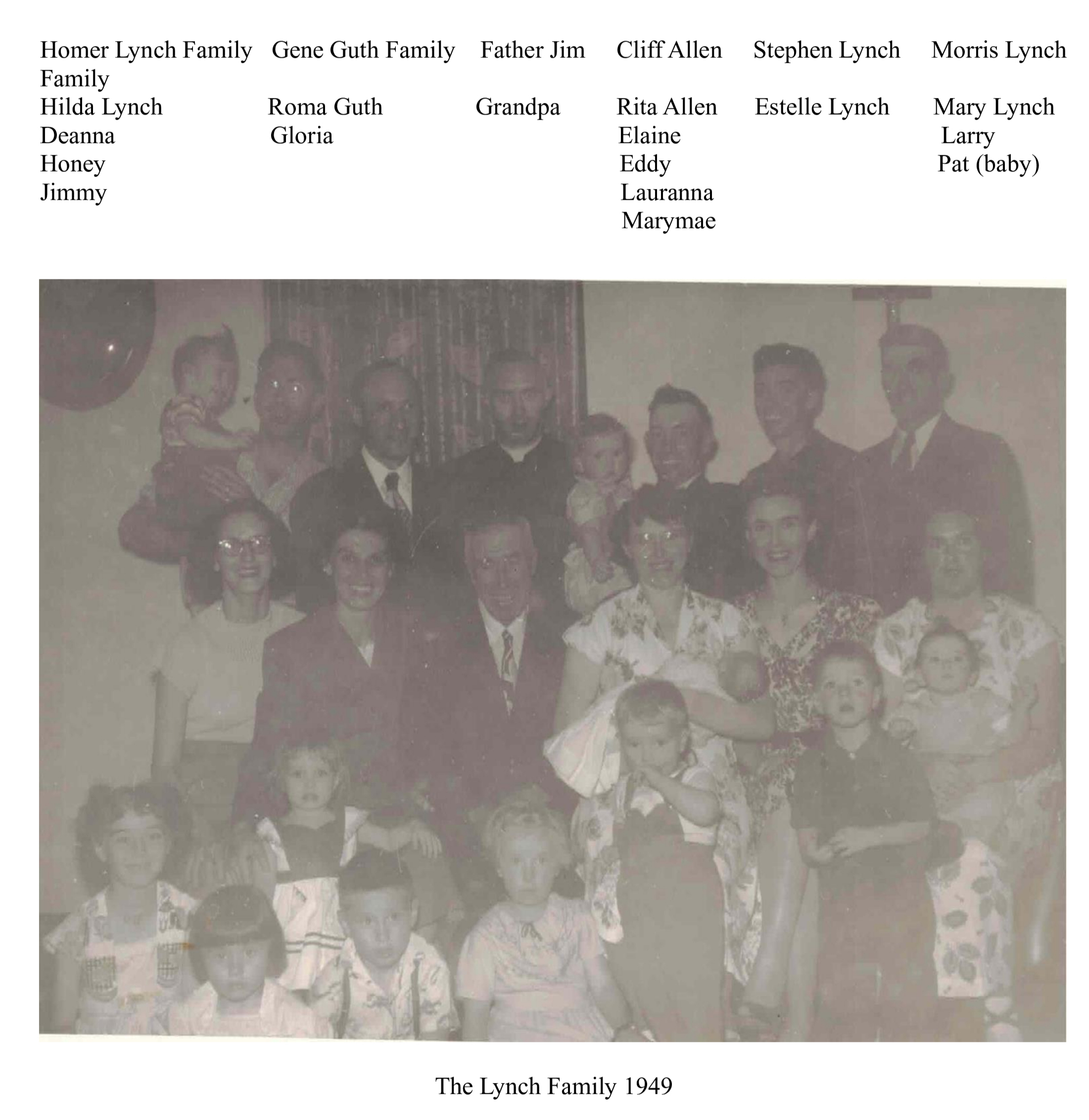 Members of the Stephen Lynch family in 1949